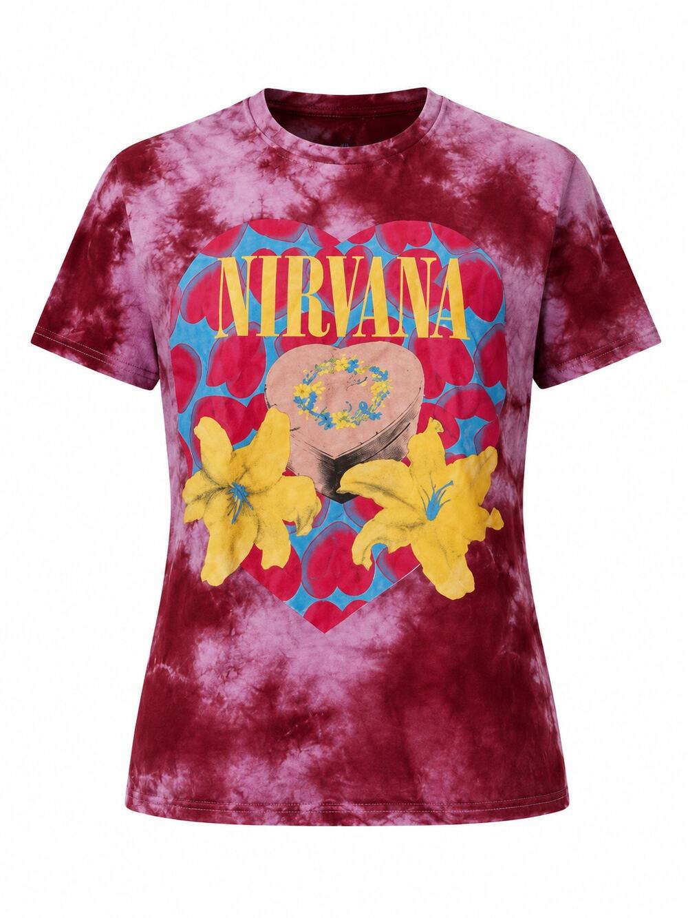Nirvana Heart Shaped Box Tie Dye Band T Shirt Womens Small In Utero Grunge